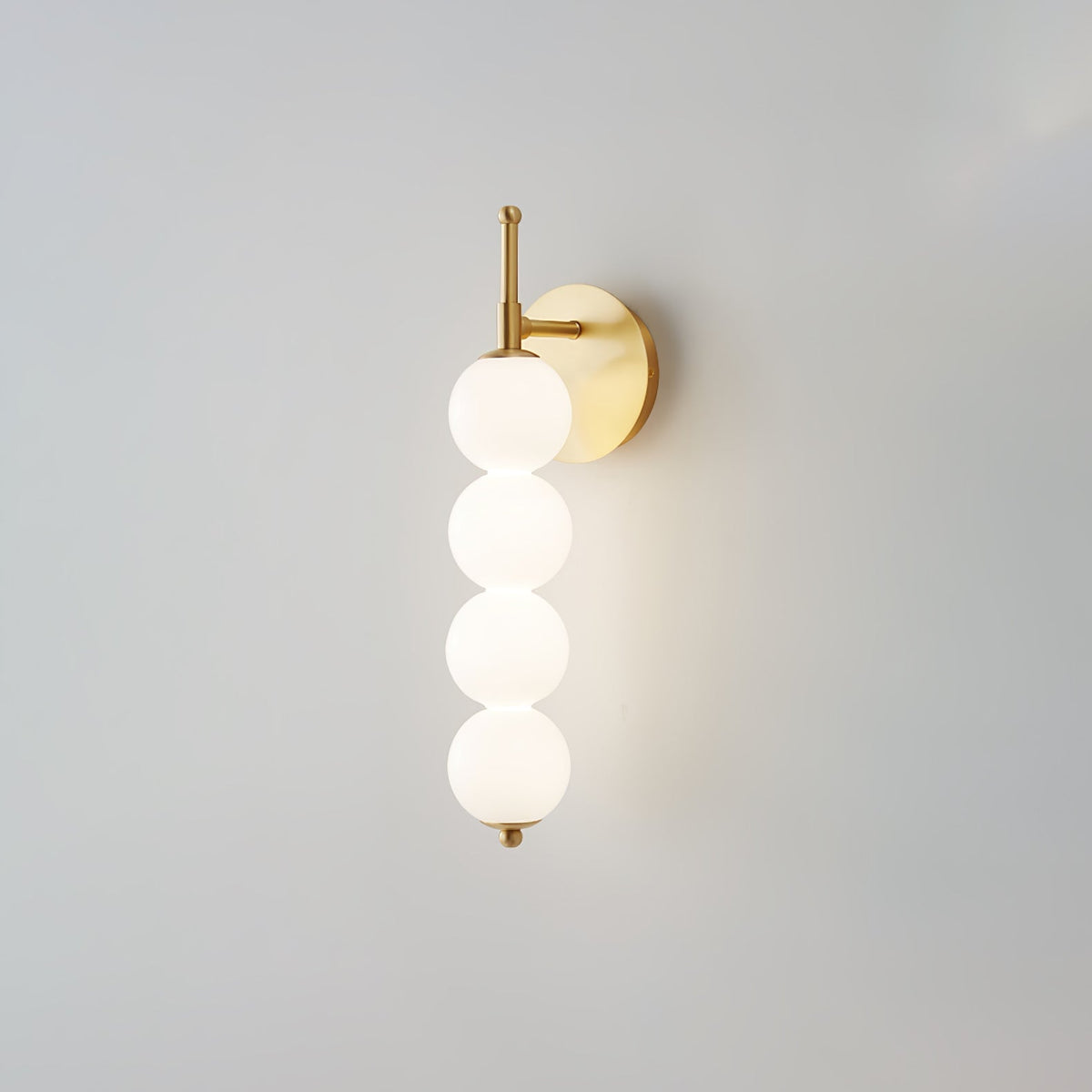 Kazamu Multi-Arm Wall Light with White Shades – Brass & white / 4 lights, Ø 13 cm × height 43 cm / Neutral white