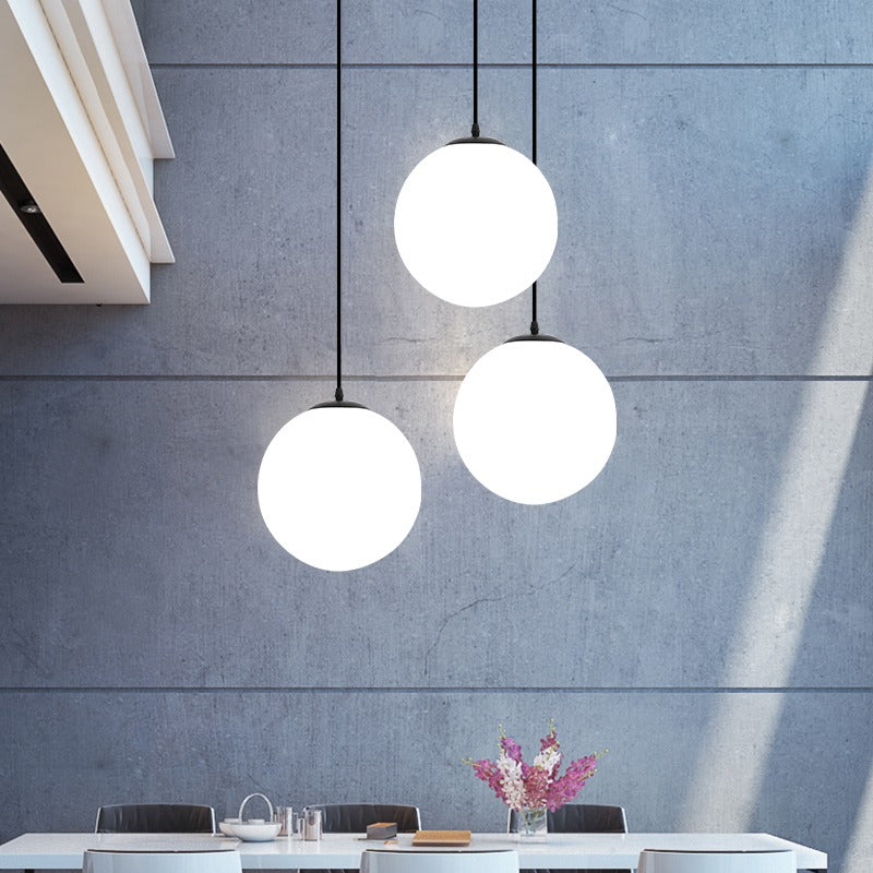 Glass Globe Pendant Light | Black Fitting