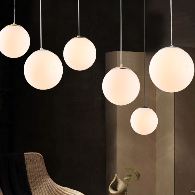 Glass Globe Pendant Light | Black Fitting
