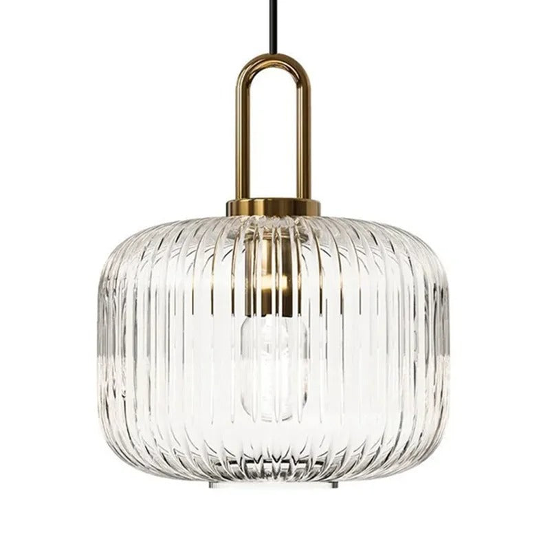 Ribbed Glass Pendant Light | Smoke Glass