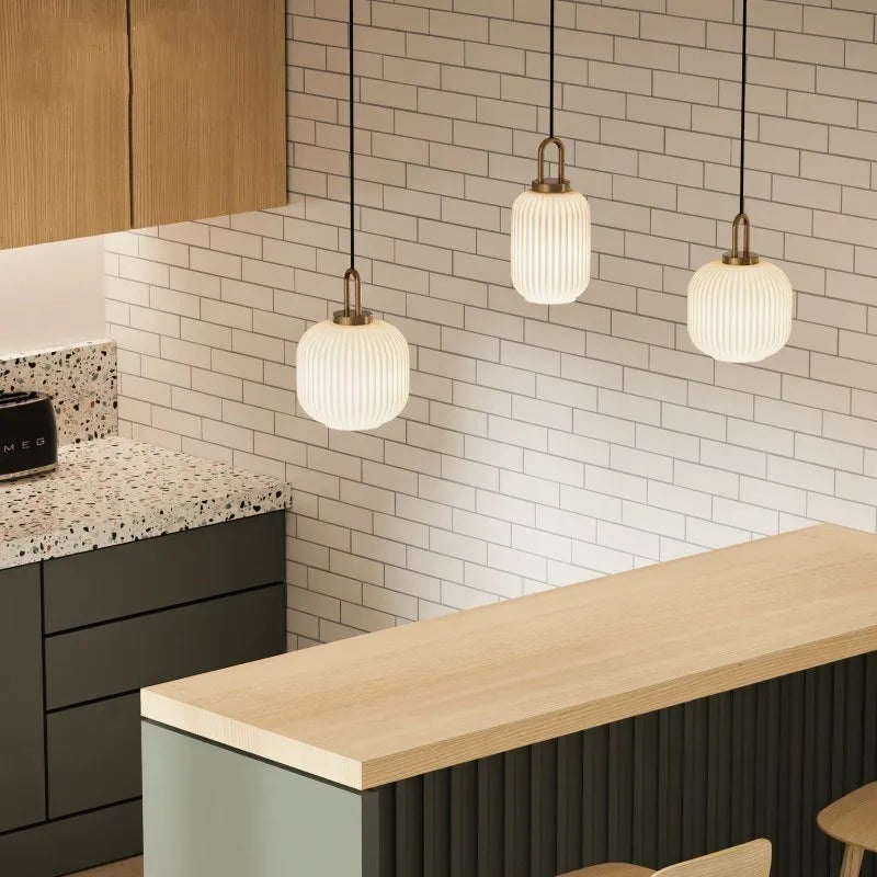 Ribbed Glass Pendant Light | Smoke Glass