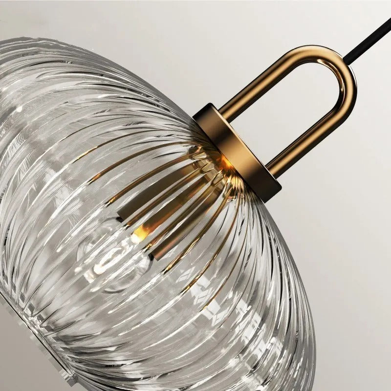 Ribbed Glass Pendant Light | Smoke Glass