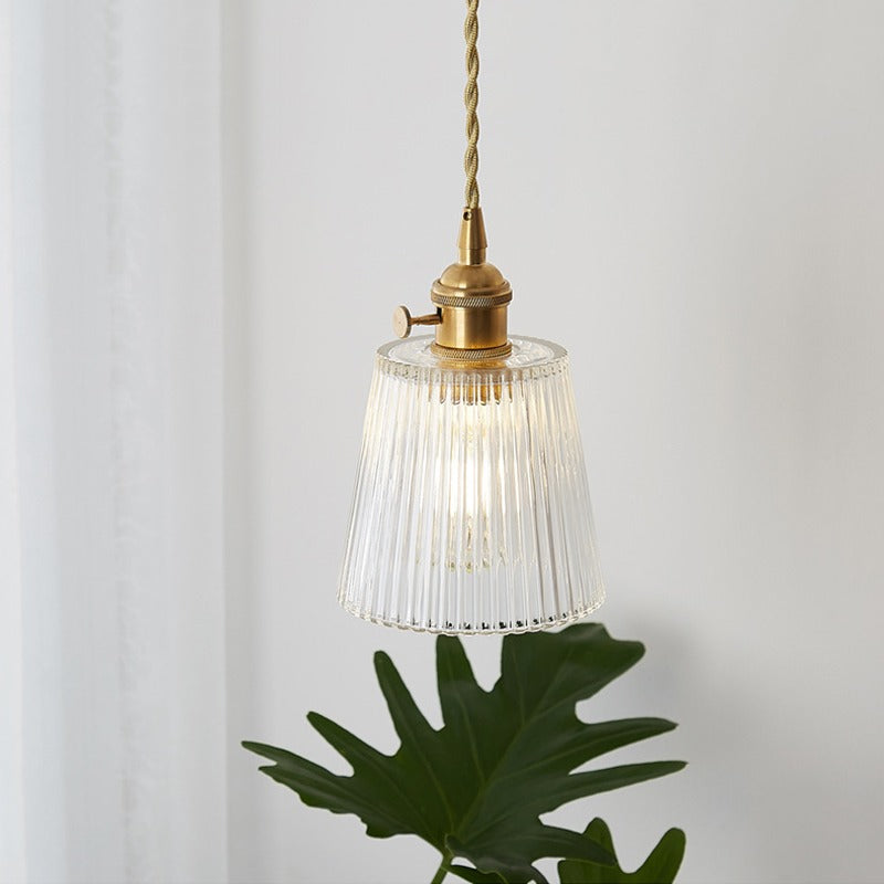 Ribbed Glass Pendant Light | Clear Glass