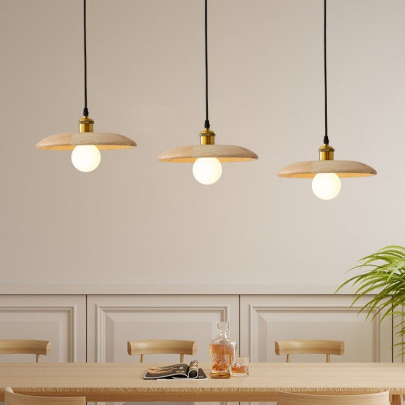Wooden Saucer Pendant Light