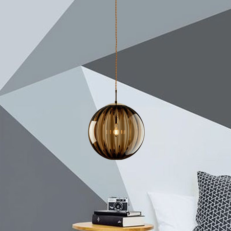Ribbed Glass Pendant Light | Coloured