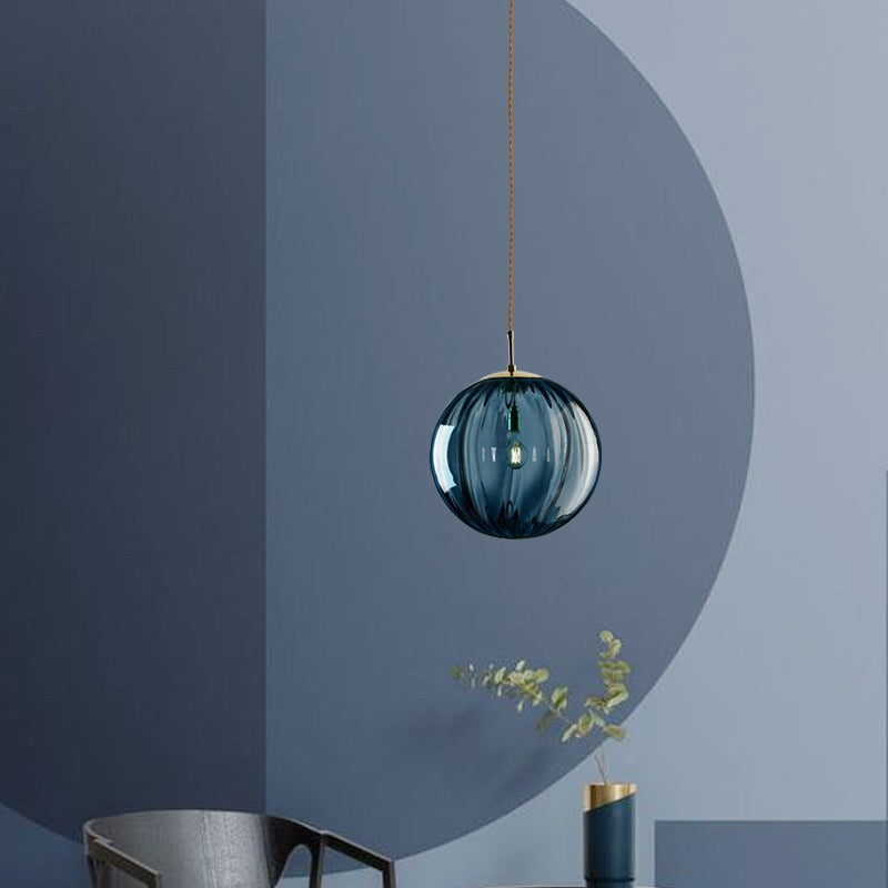 Ribbed Glass Pendant Light | Coloured