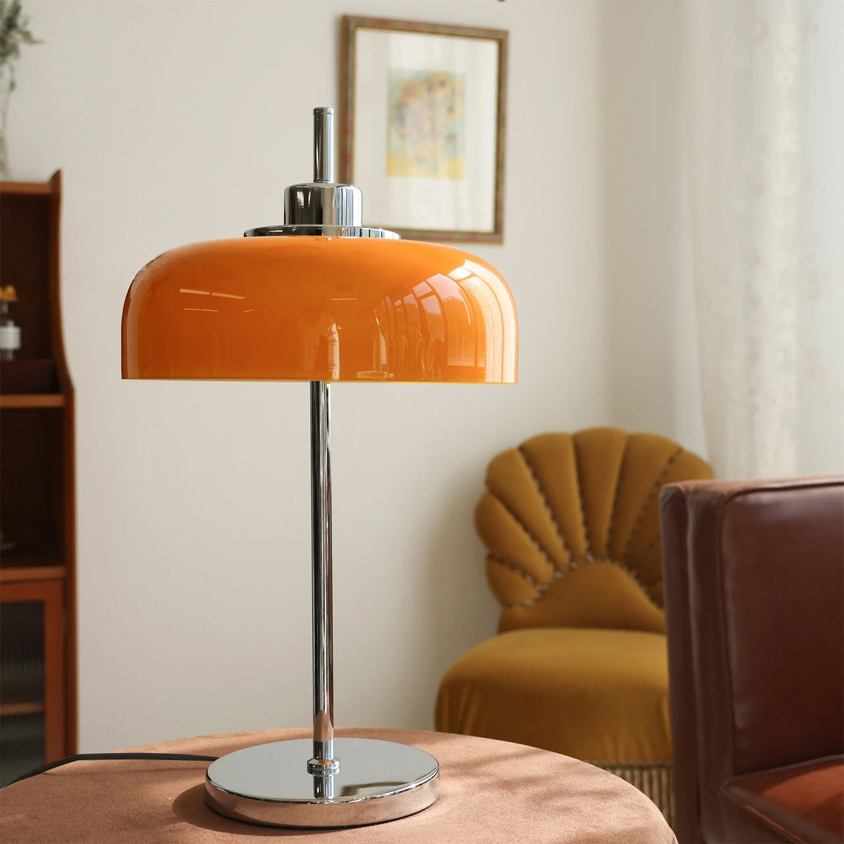 Kazamu Sculptural Table Lamp with Warm Amber Globe – photo 5