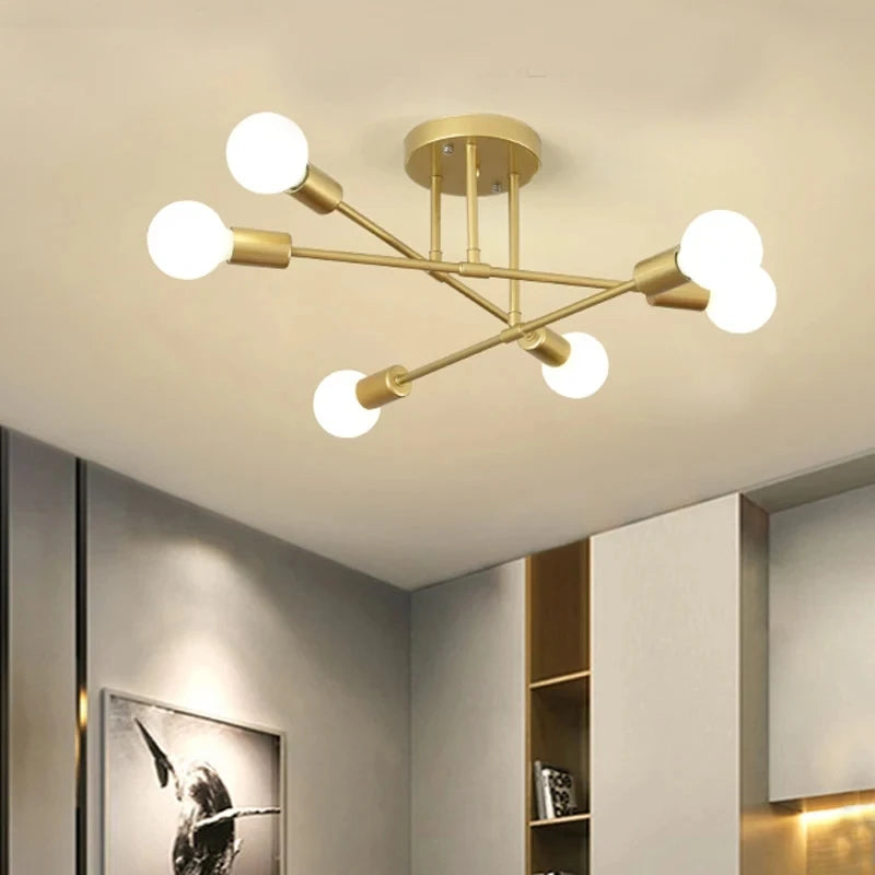 Sixpoint 6-Light Sputnik Semi-Flush Ceiling Light | Metal