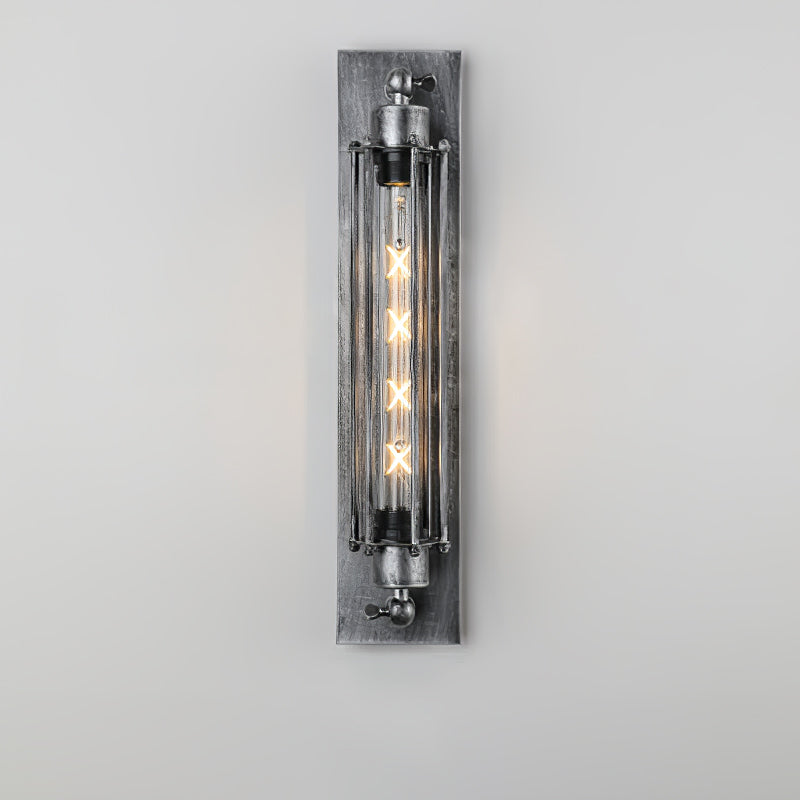 Kazamu Slim Cage Wall Light – Aged grey / Ø 10 cm × height 47 cm