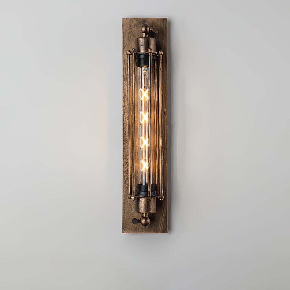 Kazamu Slim Cage Wall Light – Champagne gold / Ø 10 cm × height 47 cm