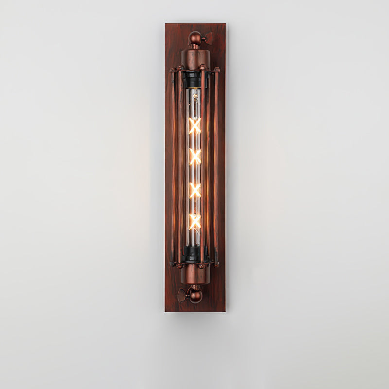 Kazamu Slim Cage Wall Light – Red bronze / Ø 10 cm × height 47 cm