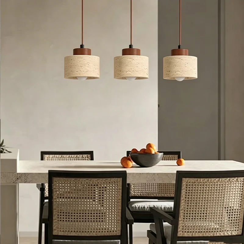 Travertine stone pendant light