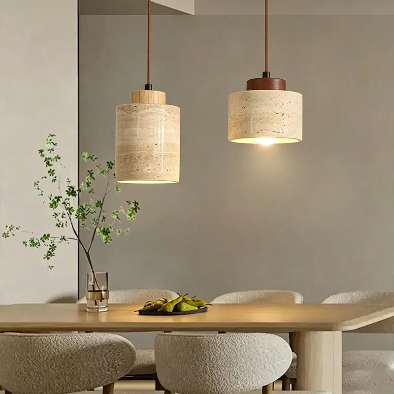 Travertine stone pendant light