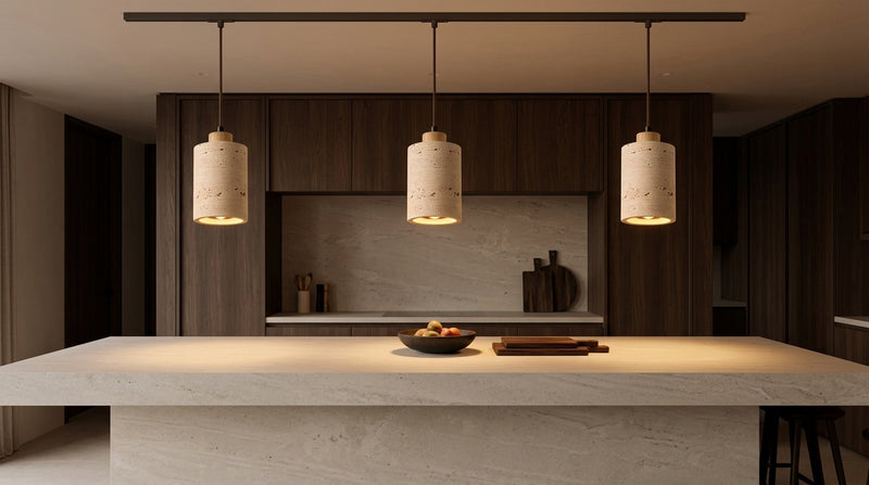 Travertine stone pendant light