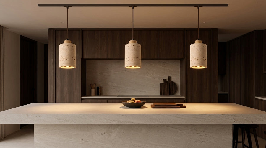 Travertine stone pendant light