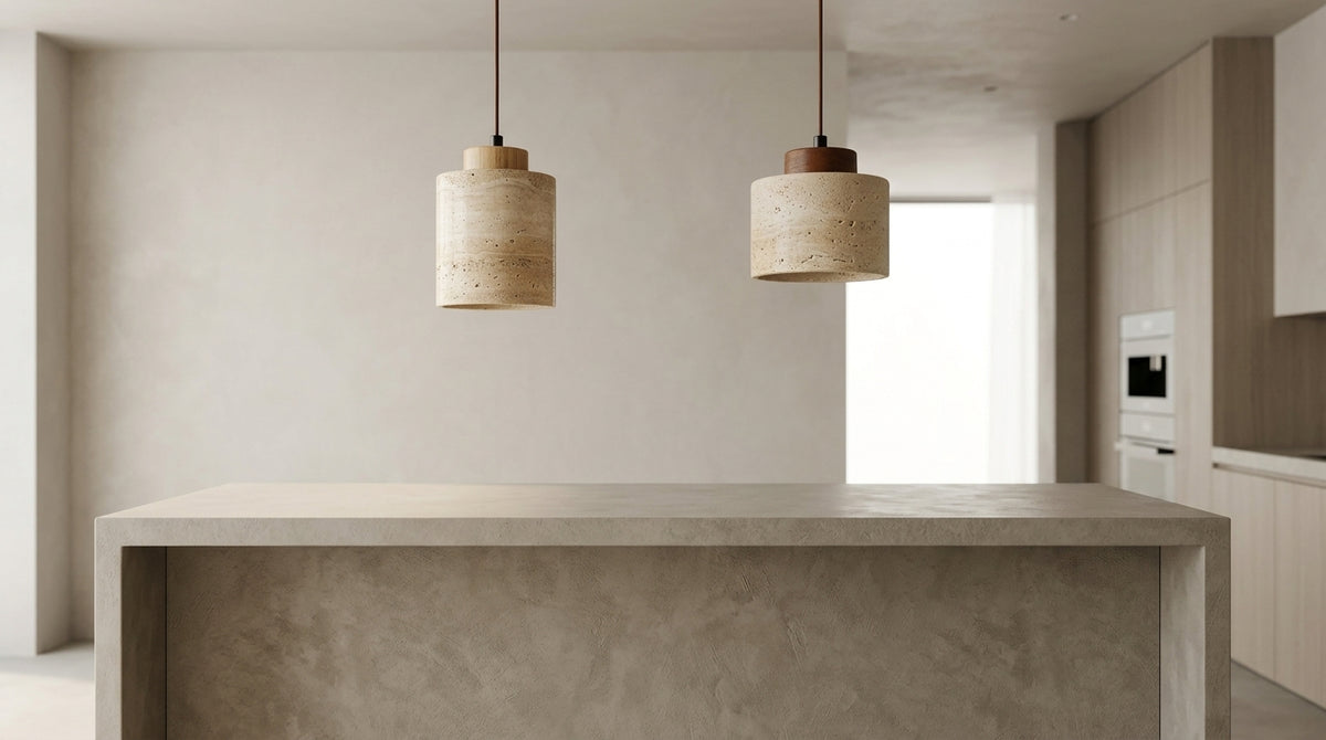 Travertine stone pendant light