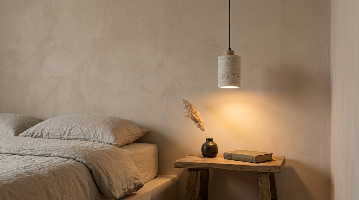 Travertine stone pendant light