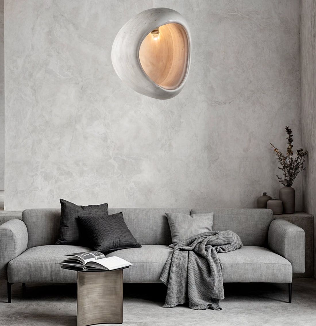 Resin Pendant Lamp Modern Two-Shape Ceiling Light | Open Shell