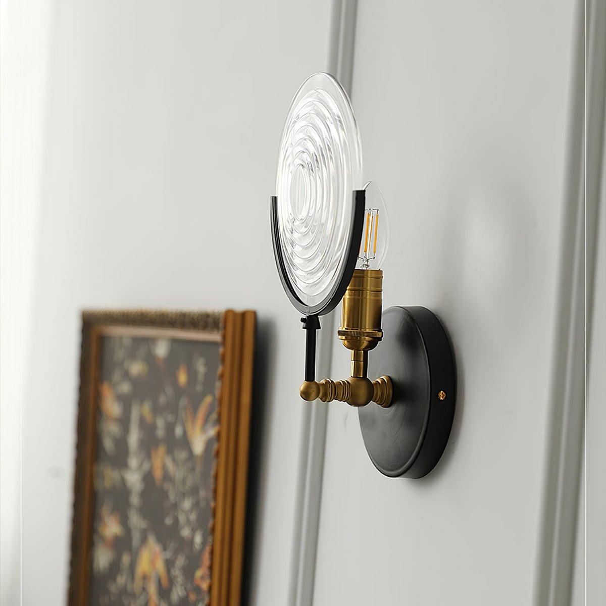 Kazamu Vintage-Inspired Arc Wall Light in Black and Gold – photo 7