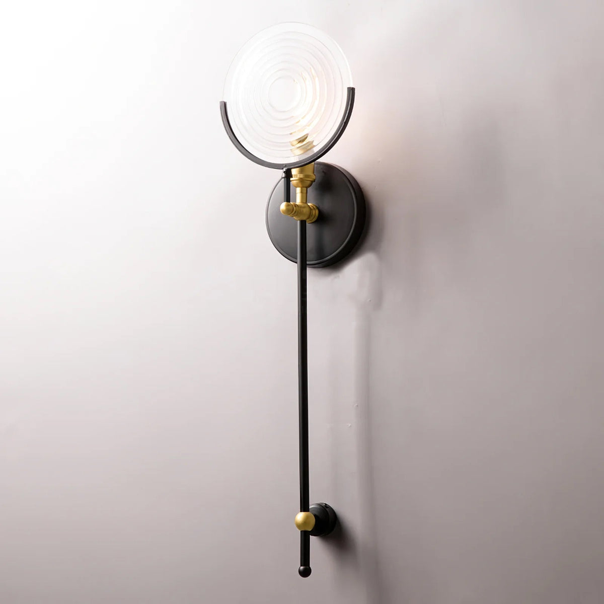 Kazamu Vintage-Inspired Arc Wall Light in Black and Gold – Ø 16 cm × height 61 cm / Black & gold