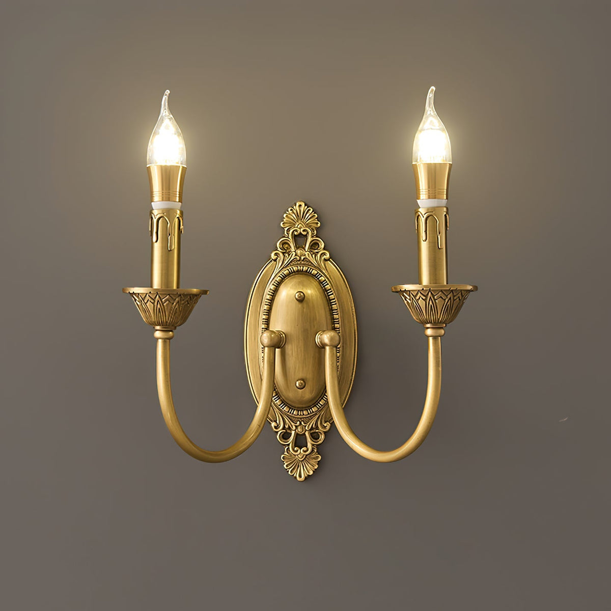 Kazamu Vintage-Style Wall Light – 30 cm length × 18 cm width × 26 cm height / Brass